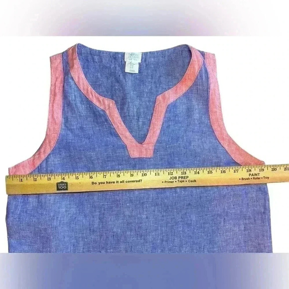 Sigrid Olsen Linen Shift Dress Womens medium Blue Pink Short Casual Sleeveless - Picture 6 of 10